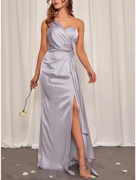 Tight/Straight Shoulder and Floor Length Bridesmaid Dress