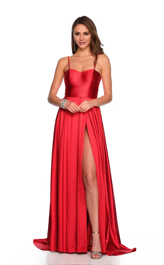 Sweetheart Neck Sleeveless Side Slit Floor Length Evening Dress