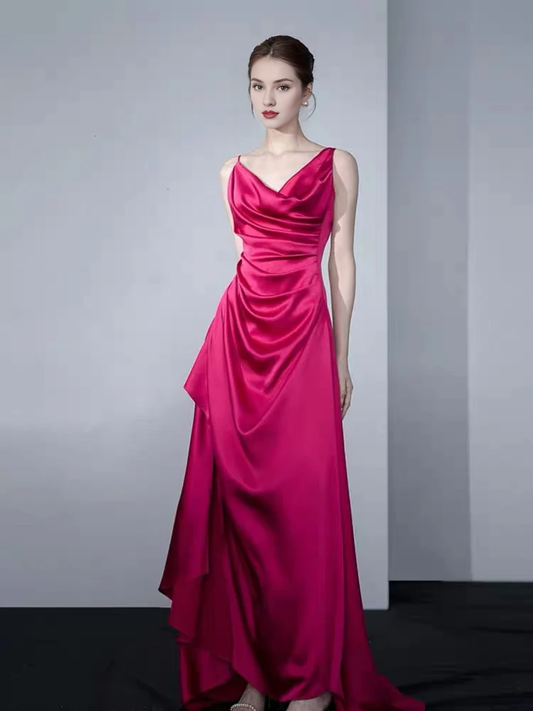 Pink A-line formal and floor length godons evening dresses