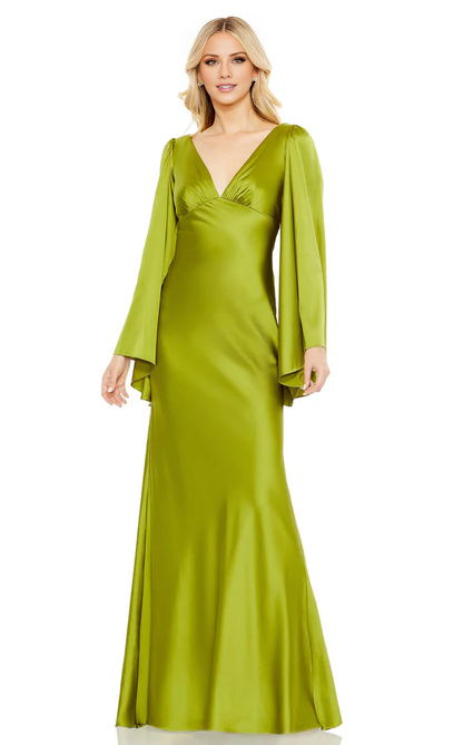 Mermaid simple V-neck long sleeve floor-length evening dress