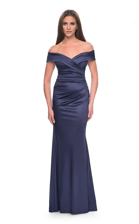 V-neck strapless sleeveless backless floor-length evening dress