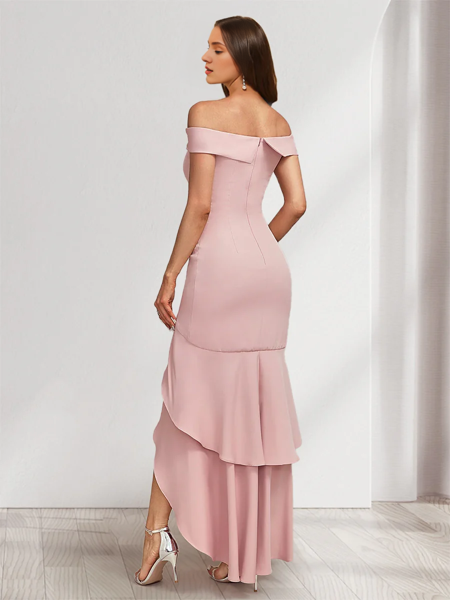 Speaker/Mermaid off shoulder sleeveless and floor length godons evening dresses