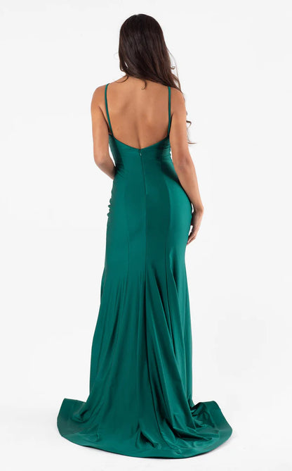 Mermaid Square Neck Sleeveless Side Slit Floor Length Evening Dress