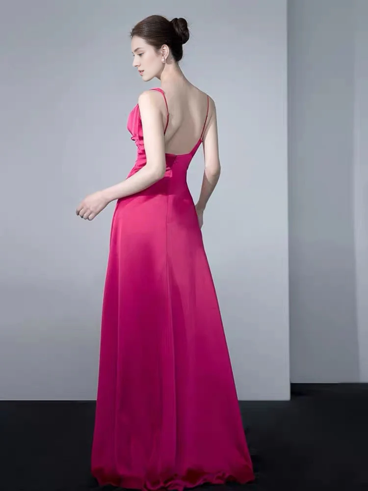 Pink A-line formal and floor length godons evening dresses