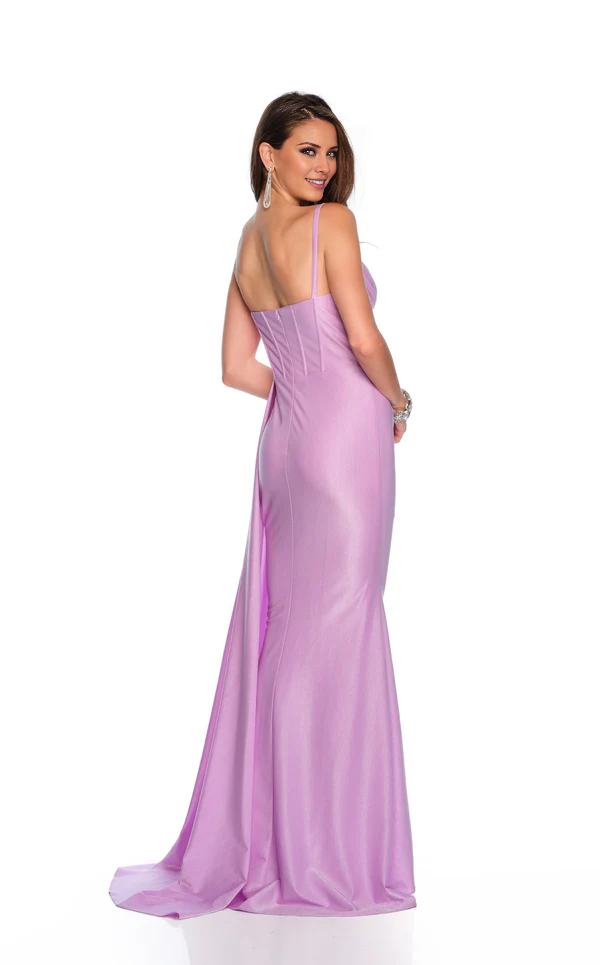 Sweetheart neck corset with side slits and floor-length evening dress