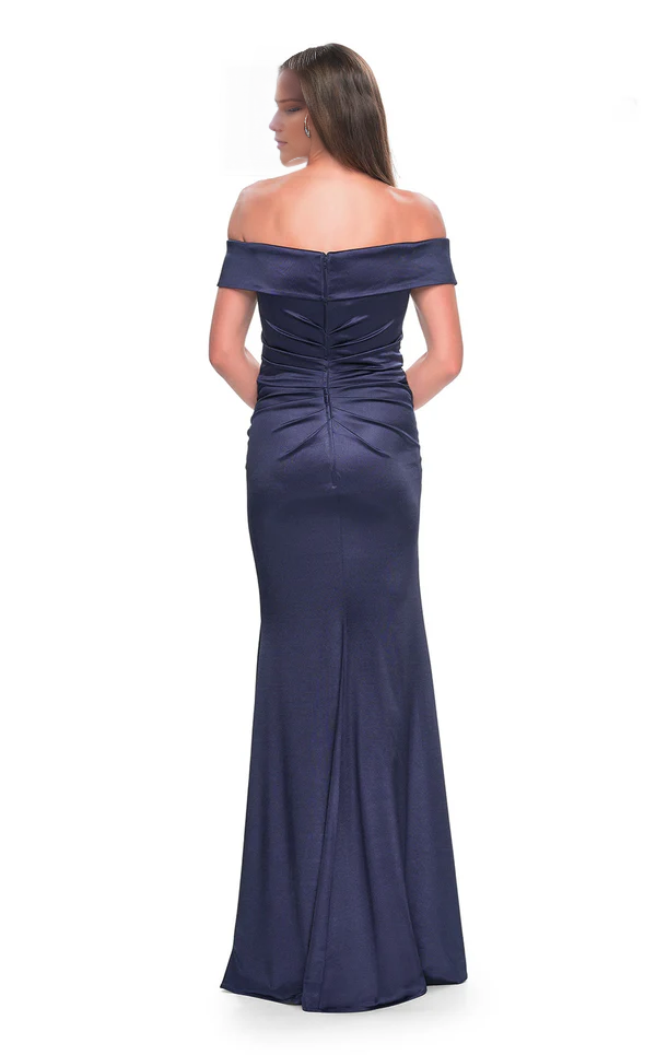 V-neck strapless sleeveless backless floor-length evening dress