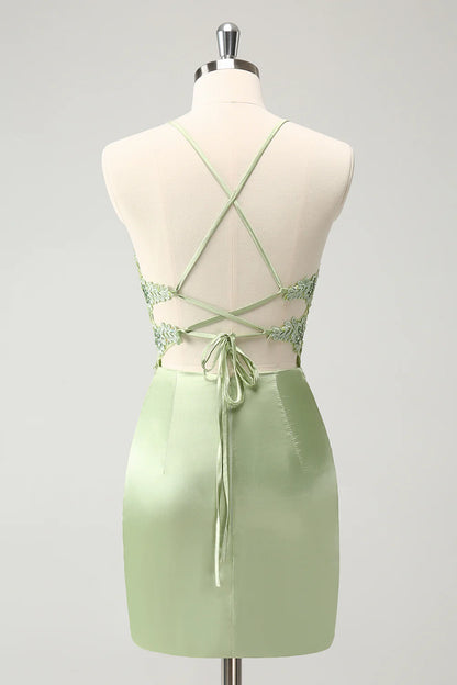 Fashion green tight corset cross back tight corset short back back back to school dress