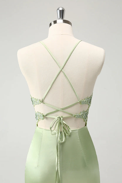 Fashion green tight corset cross back tight corset short back back back to school dress