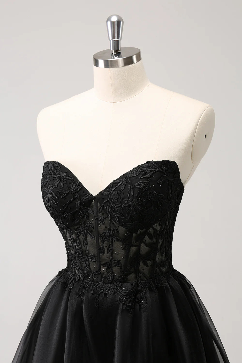 Shiny Black A-Shape Sweetheart Corset Beaded Homecoming Dress