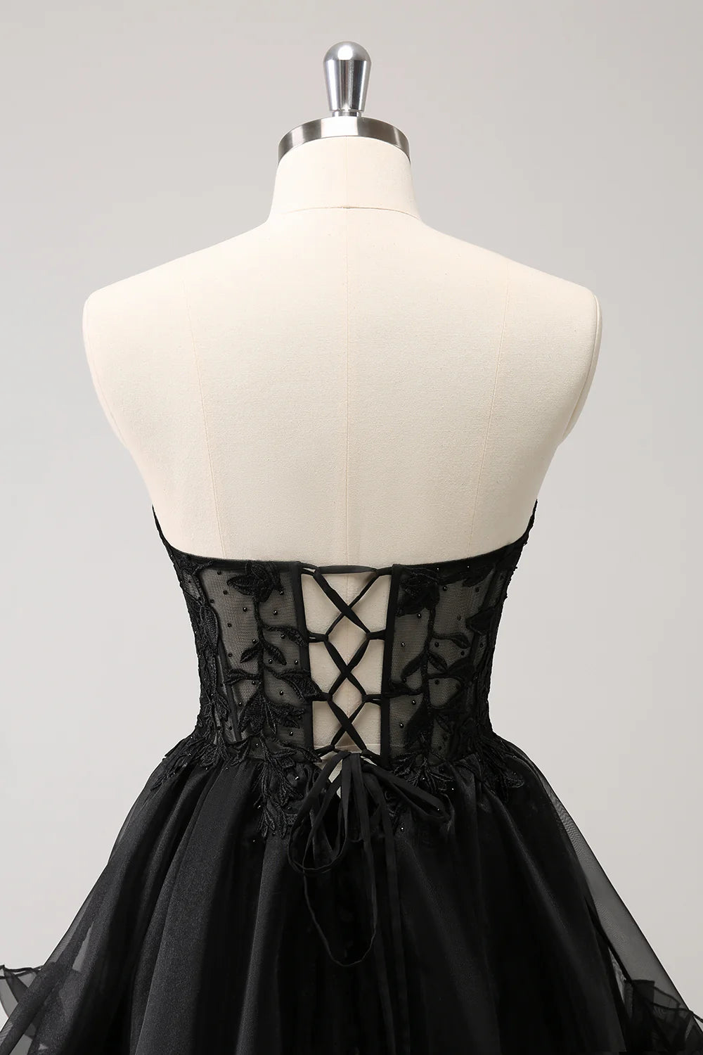 Shiny Black A-Shape Sweetheart Corset Beaded Homecoming Dress