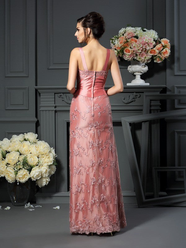 A-Line/Princess Straps Lace Sleeveless Long Taffeta Mother of the Bride Dresses