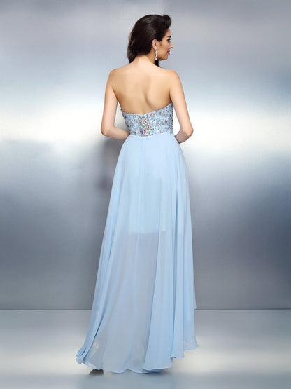 A-Line/Princess Sweetheart Ruffles Sleeveless High Low Chiffon Cocktail Dresses