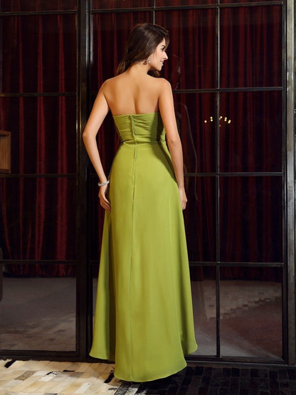 A-Line/Princess Strapless Sleeveless High Low Chiffon Bridesmaid Dresses