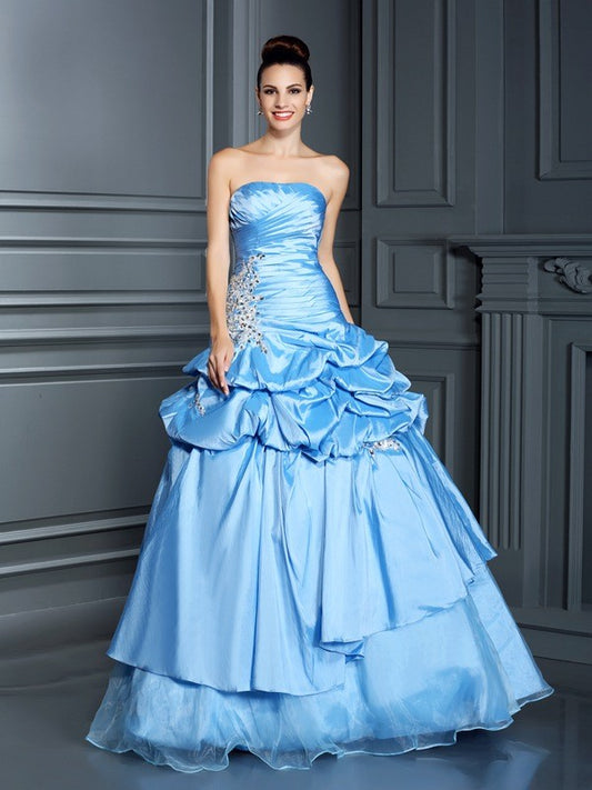 Ball Gown Sweetheart Ruffles Sleeveless Long Organza Quinceanera Dresses