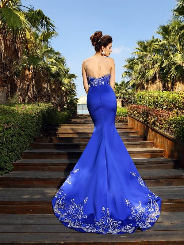 Trumpet/Mermaid Sweetheart Beading Sleeveless Long Satin Dresses