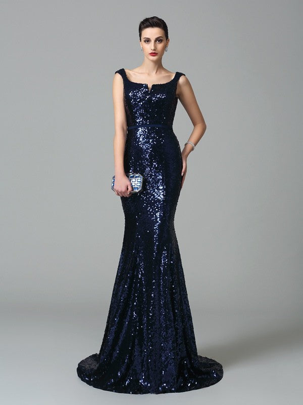 Trumpet/Mermaid Straps Sleeveless Long Sequins Dresses