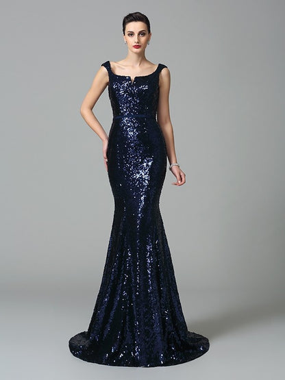 Trumpet/Mermaid Straps Sleeveless Long Sequins Dresses