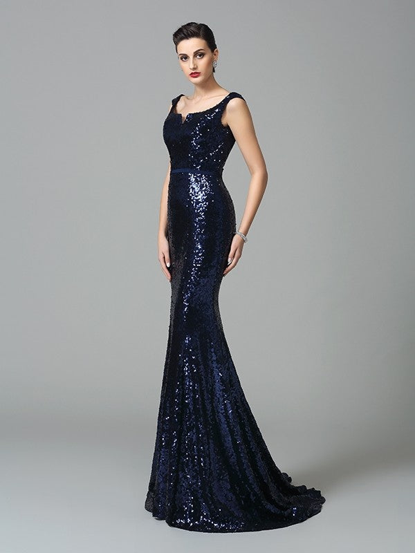 Trumpet/Mermaid Straps Sleeveless Long Sequins Dresses