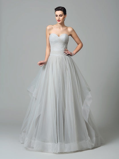 A-Line/Princess Sweetheart Layers Sleeveless Long Net Dresses