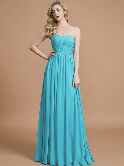 Empire Sweetheart Sleeveless Ruched Floor-Length Chiffon Bridesmaid Dresses