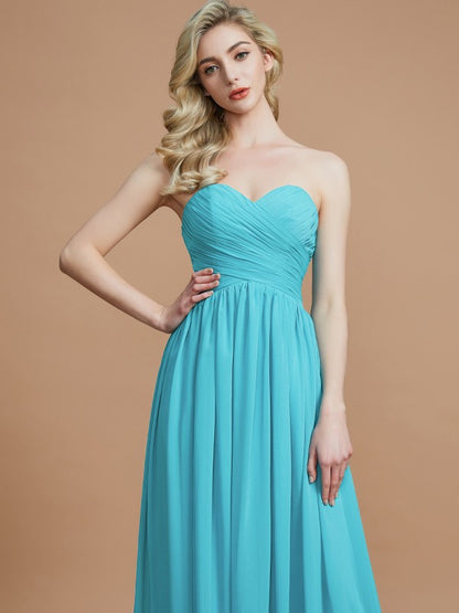 Empire Sweetheart Sleeveless Ruched Floor-Length Chiffon Bridesmaid Dresses