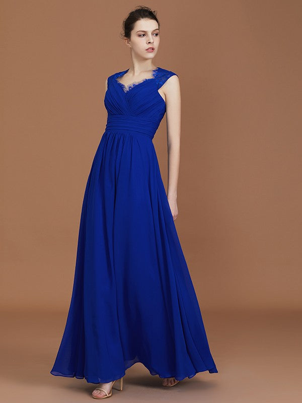 A-Line/Princess Sweetheart Sleeveless Ruffles Floor-Length Chiffon Bridesmaid Dresses