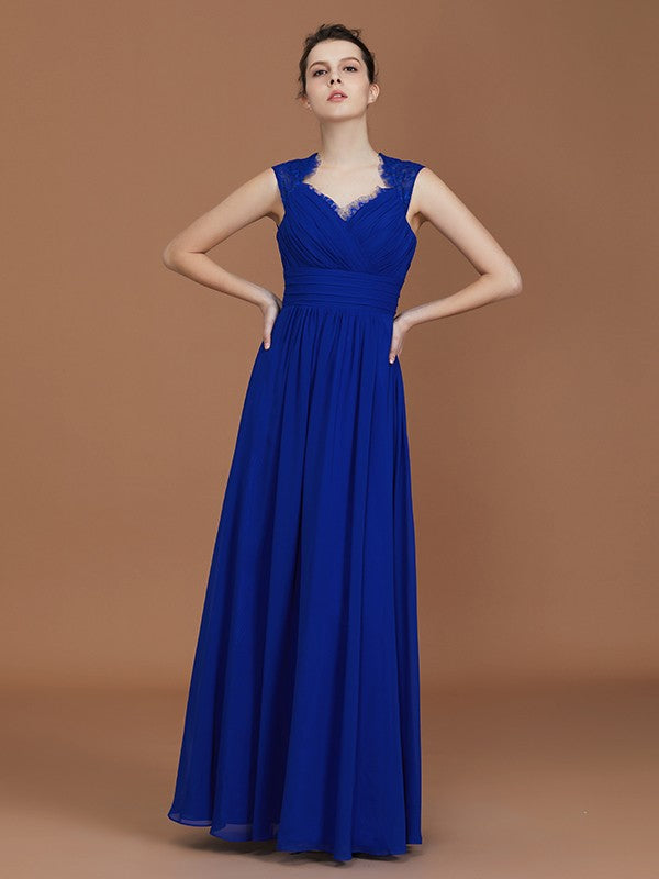 A-Line/Princess Sweetheart Sleeveless Ruffles Floor-Length Chiffon Bridesmaid Dresses