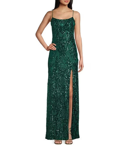 Elegant emerald green thin shoulder strap off shoulder sequin ball dress emerald green off back strap long evening dress