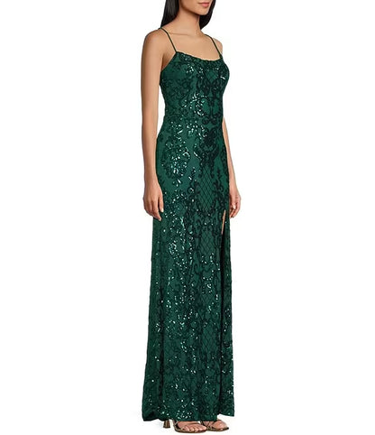 Elegant emerald green thin shoulder strap off shoulder sequin ball dress emerald green off back strap long evening dress