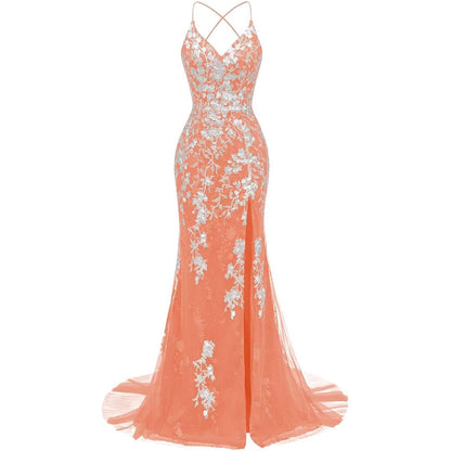 Lace Mermaid Italian Noodle Strap Prom Dress