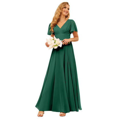 A-Line/Princess V-Neck Long Bridesmaid Dresses With Split Side