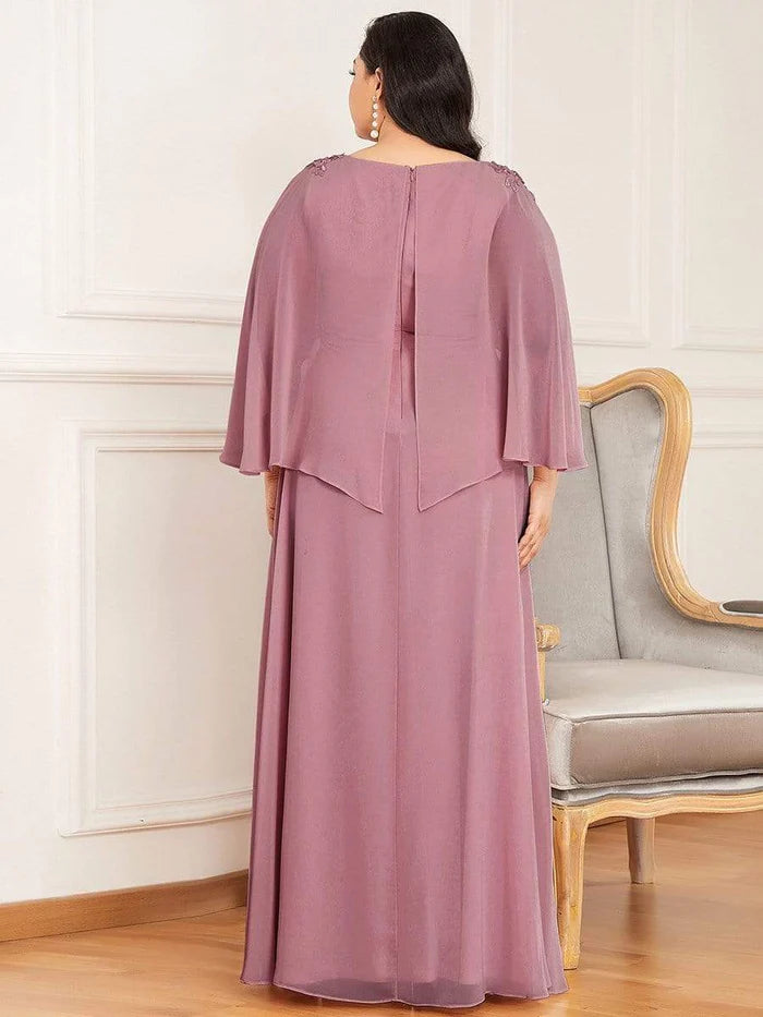 Women's Plus Size Long Formal Bridesmaid Dress with Wraps