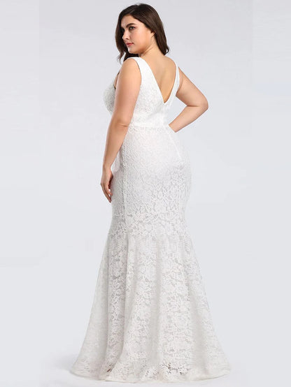 Plus Size Lace Mermaid Formal Evening Dress