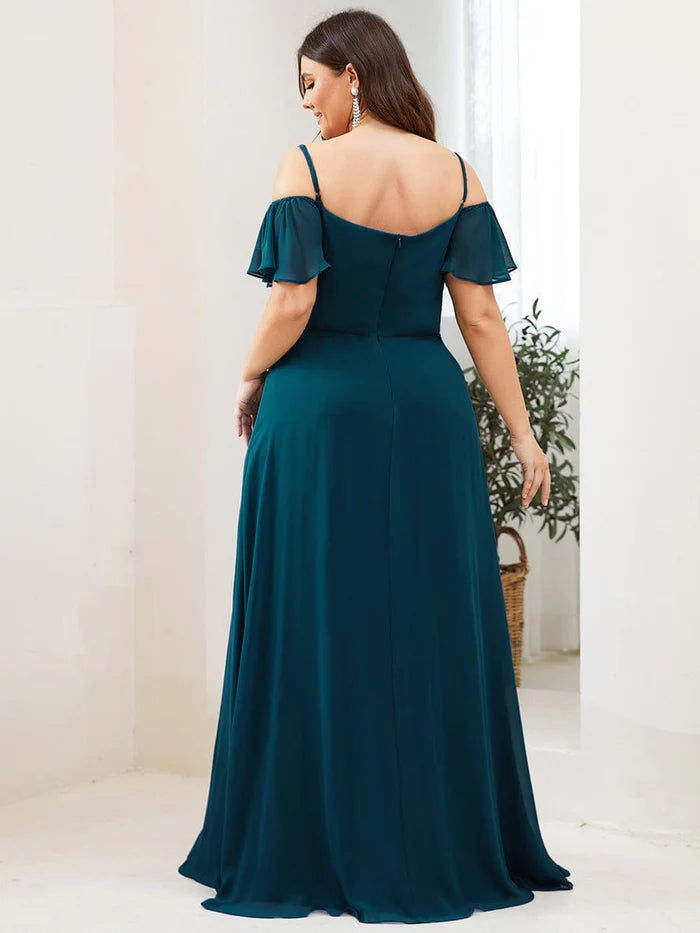 Plus Size Sexy High Slit Long Formal Evening Dresses