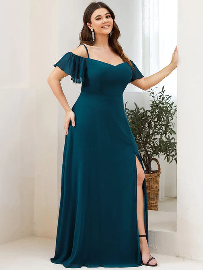 Plus Size Sexy High Slit Long Formal Evening Dresses