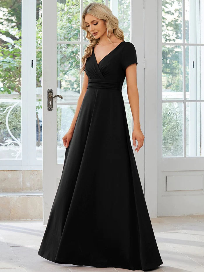 Simple Pleated Empire Waist A-Line Bridesmaid Dress