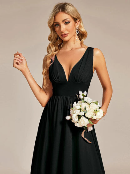 Elegant High-Low Sleeveless Empire Waist Bridesmaid Dress