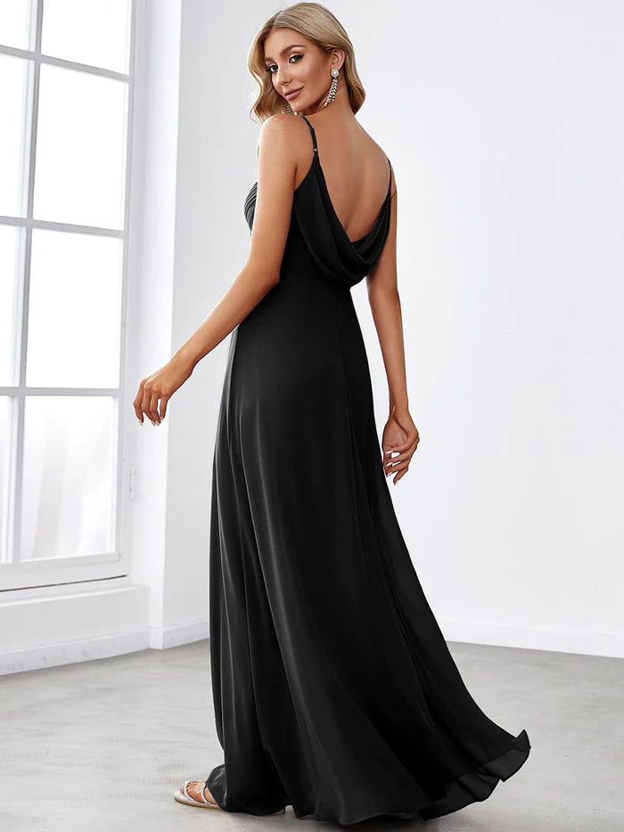 Criss-Cross V-Neck Chiffon Backless A-Line Bridesmaid Dress