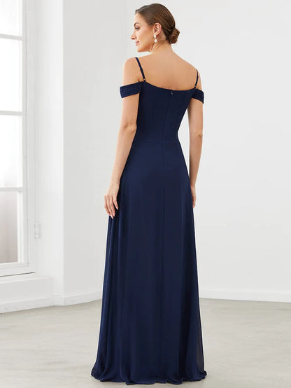 Spaghetti Straps V-Neck A-Line Bridesmaid Dress