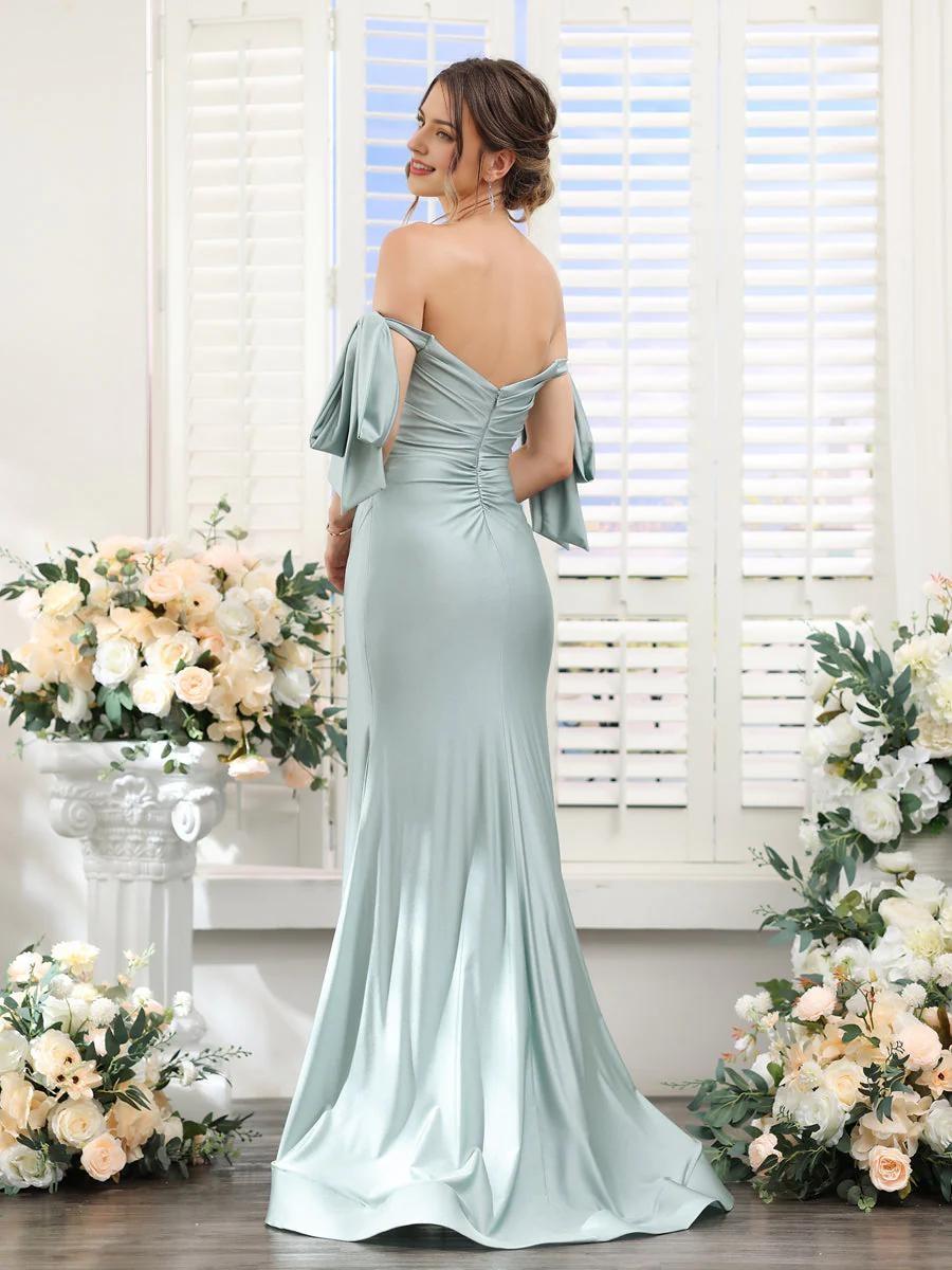 Women's V-neck sleeveless slit formal attire cocktail party ball long wedding guest dress