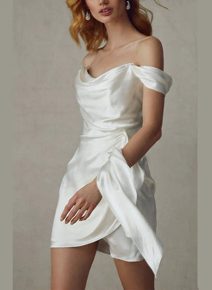 Tight/Straight Off Shoulder Mini Wedding Dress