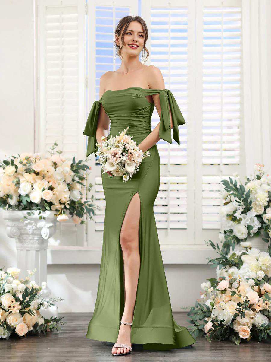 Women's V-neck sleeveless slit formal attire cocktail party ball long wedding guest dress