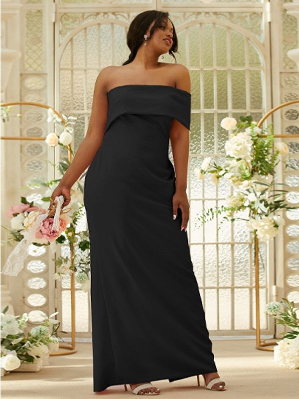 Sheath/Column Stretch Crepe Ruched One-Shoulder Sleeveless Floor-Length Bridesmaid Dresses