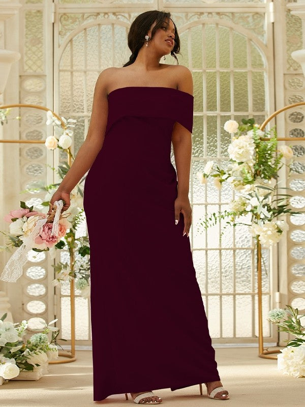 Sheath/Column Stretch Crepe Ruched One-Shoulder Sleeveless Floor-Length Bridesmaid Dresses