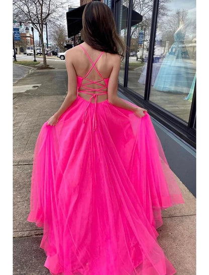 A-Line Prom Dresses Sexy Dress Wedding Party Birthday Court Train Sleeveless Spaghetti Strap Organza with Slit