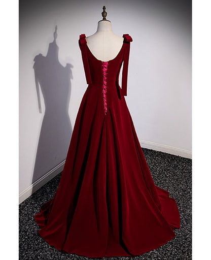 Unique/beautiful wine red suede square neckline sleeveless rhinestone ball dress wine red A-line/princess backless and floor length evening dress