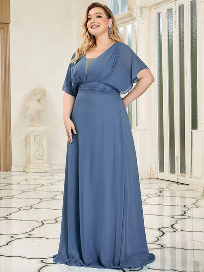 Plus Size Empire Waist Chiffon Formal Maxi Evening Dress