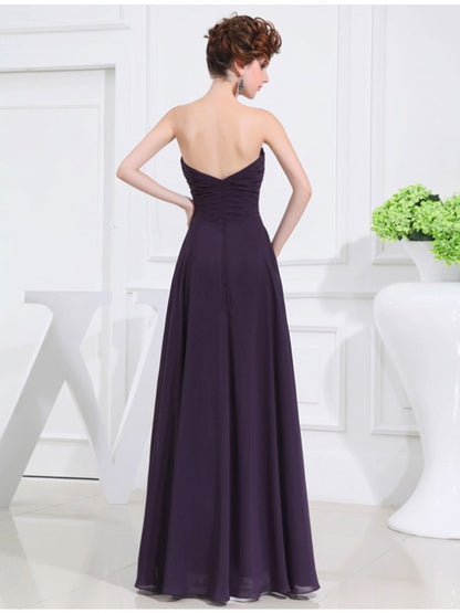 A-Line/Princess Sweetheart Sleeveless Chiffon Pleats Long Bridesmaid Dresses