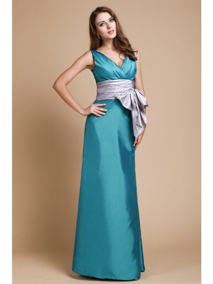 Sheath/Column V-Neck Sleeveless Sash/Ribbon/Belt Taffeta Bridesmaid Dresses