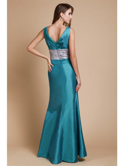 Sheath/Column V-Neck Sleeveless Sash/Ribbon/Belt Taffeta Bridesmaid Dresses